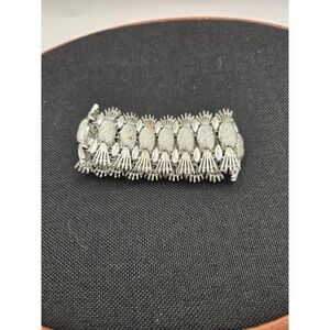 Vintage Sarah Coventry Silver Tone Pineapple Link Bracelet Textured Mid Century